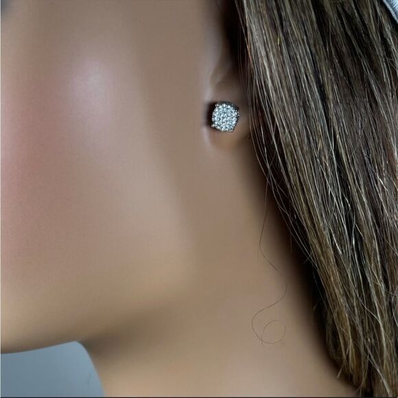 #32 Gold Micro Pave Stud Earrings - Picture 5 of 9